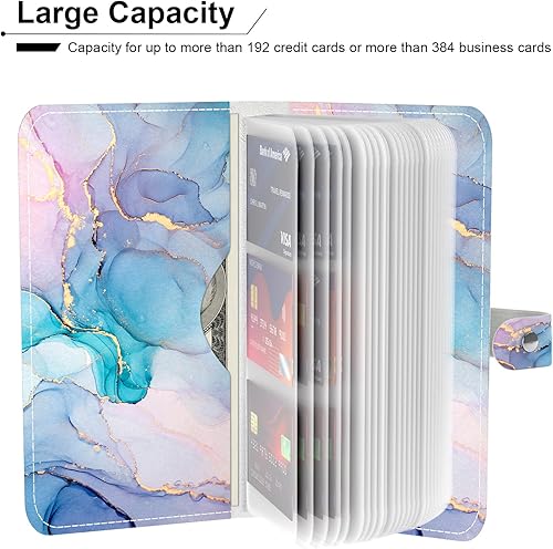 Miniatura 3 de Rouidr Soporte para tarjetas de crédito, cartera para tarjetas RFID para mujeres, organizador delgado de cuero para tarjetas de crédito con 96