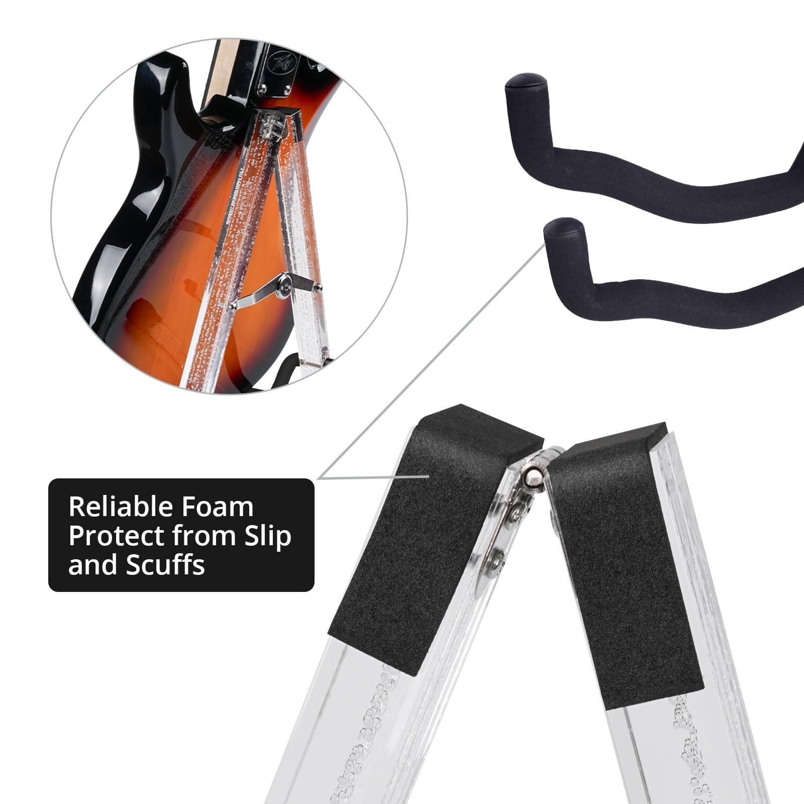 Support de guitare acoustique avec mousse rembourrée, support de guitare électrique classique, support pliable en acrylique pour guitare basse (bulle de cristal)