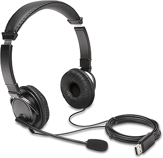 Kensington K97601WW Hi-Fi Headphones with USB Cable, Microphone with Padding, Adjustable Noise Cancellation Option and Ste…