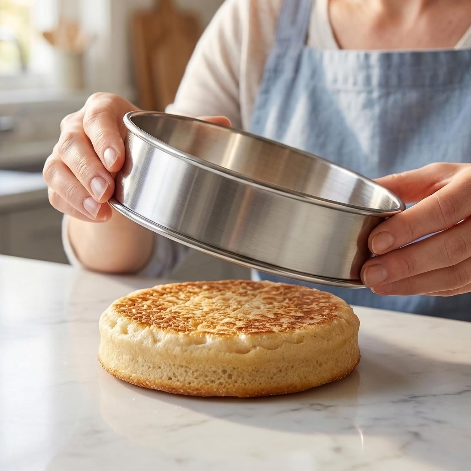 24 PCS 4 inch Stainless Steel Crumpet Rings, Nonstick Muffin Cookie Pastry Cake Double Rolled Tart Rings for Baking, Frying Eggs