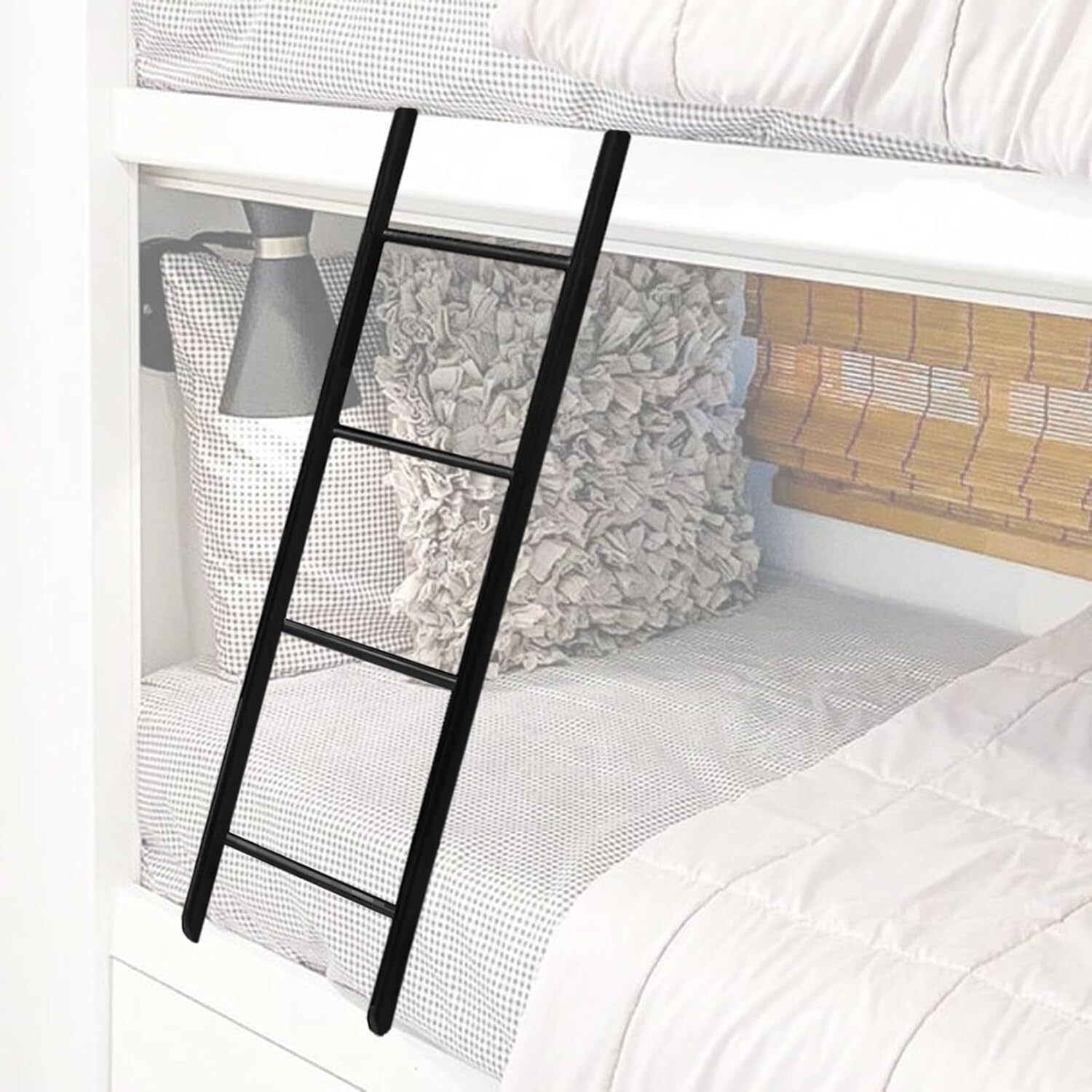 Escalera de 4/5 escalones para dormitorio con ganchos robustos en negro