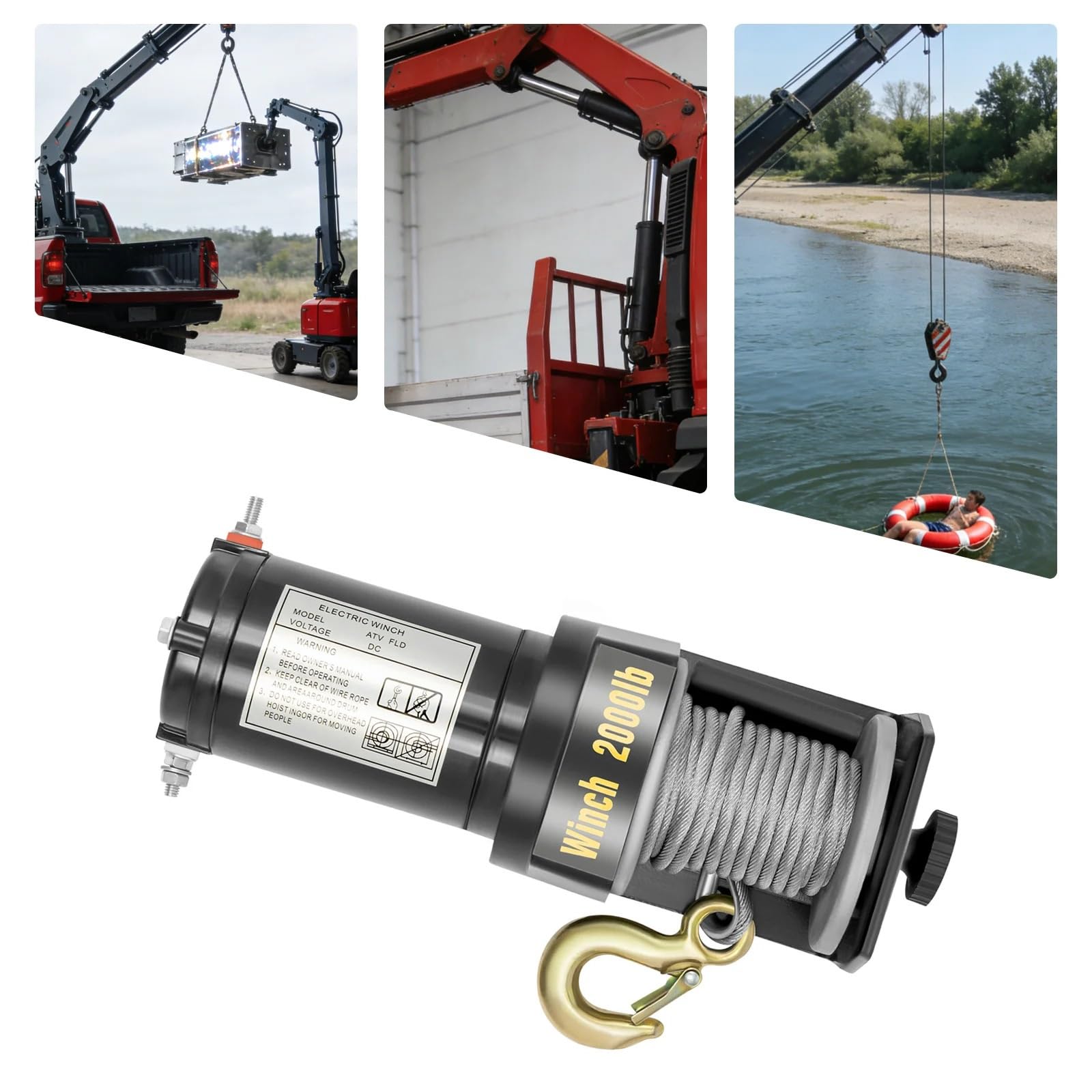 Elektrische Winden Elektrischer Hebezeug Elektrisches Hebegerät, DC12V mit Griffsteuerung, Heben/Ziehen von Stahlseilen