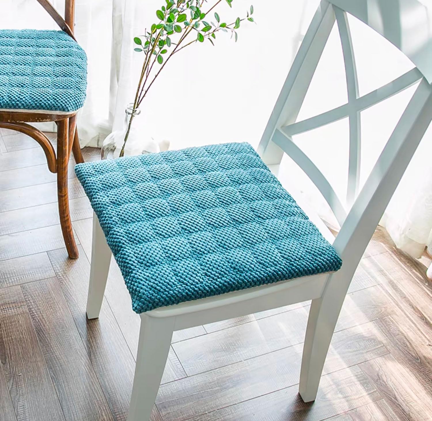 MGEMJMJ Chair Cushions With Ties, Chair Pad For Kitchen Chair With Removable Cover, Non Slip Seat Cushions For Dining Chair, Durable Chair Pads Washable(Size:50x50cm(20x20inch),Color:blue)