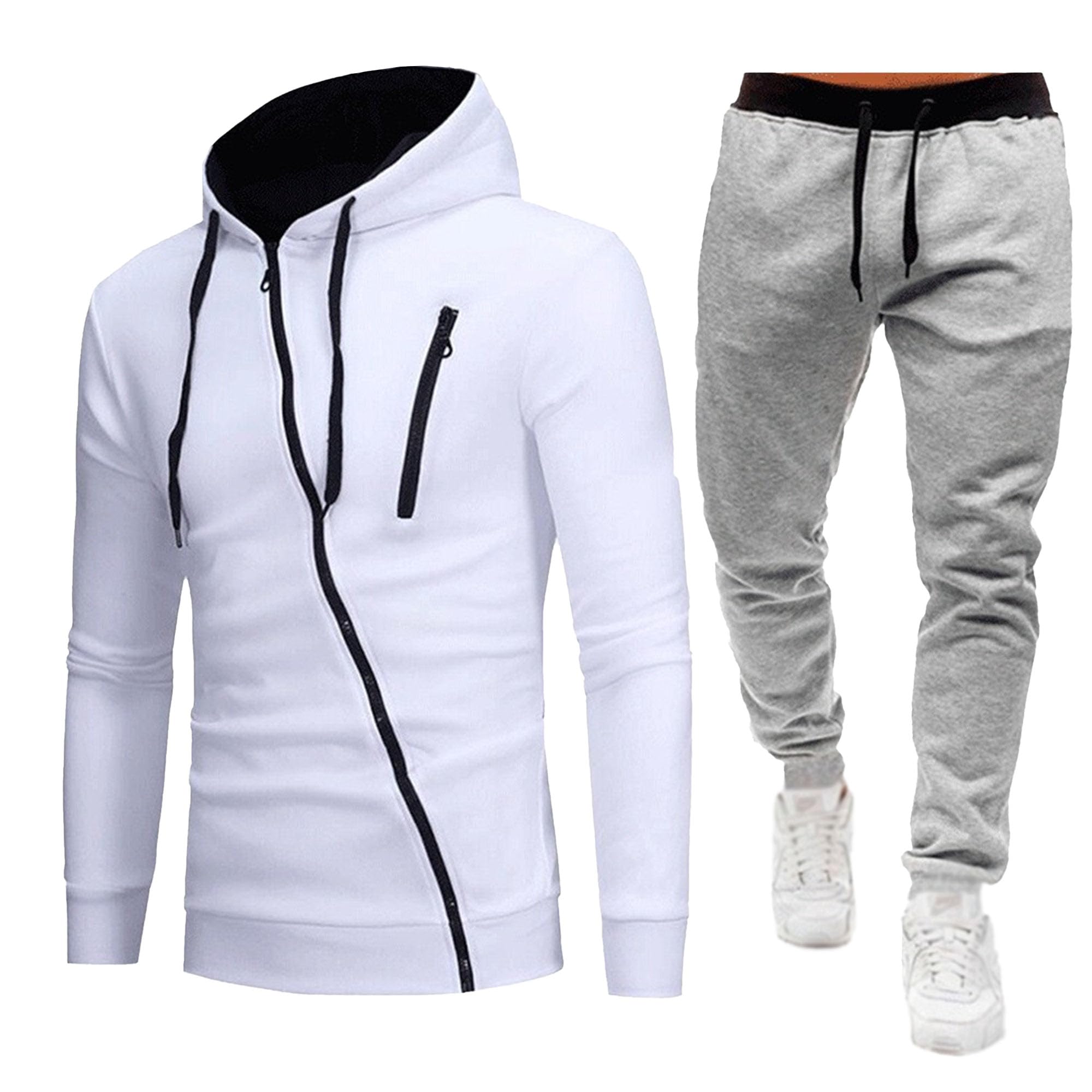 Męska bluza z ukośnym zamkiem błyskawicznym slim casual sportowa bluza z