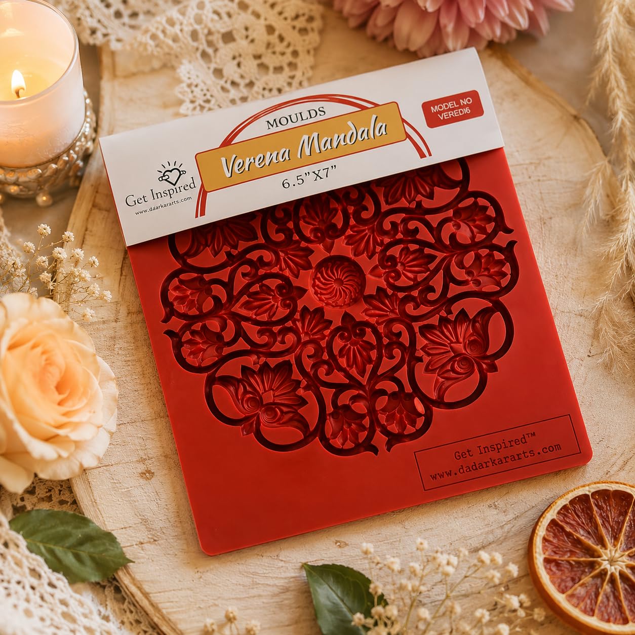 Verena Mandala 6.5x7inch Silicone Mold by Get Inspired-image-19