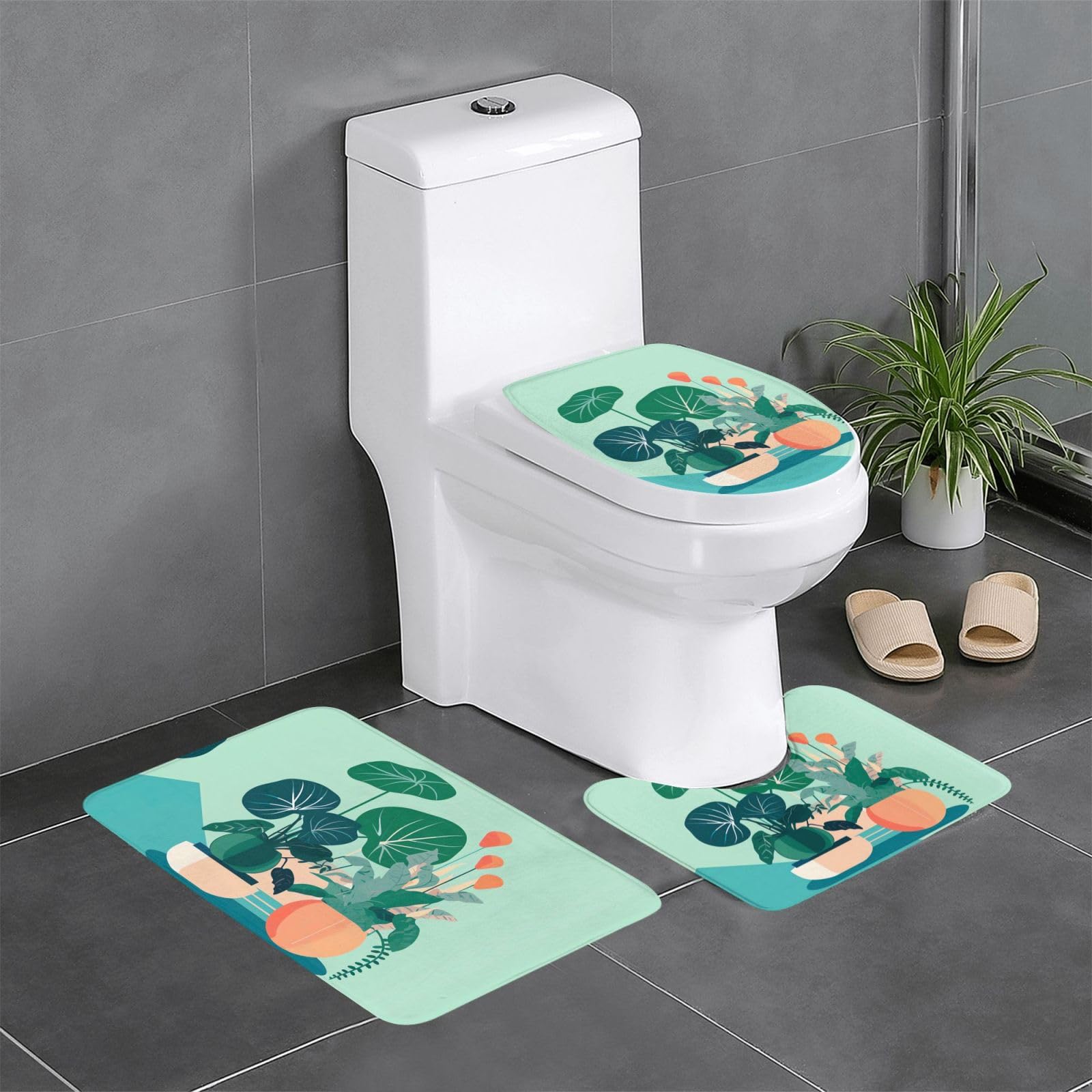 Tapis de bain à séchage rapide lot de 3 avec envers antidérapant durable