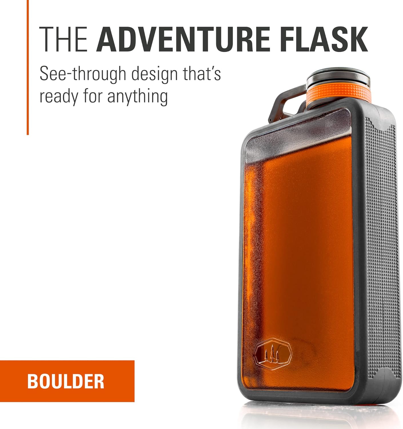 GSI Outdoors Boulder Flask, Shatter-Resistant, Leakproof Hip Flask with Clear Body & Silicone Grip, BPA-Free Bottle for Hiking, Camping & Travel - Image 2
