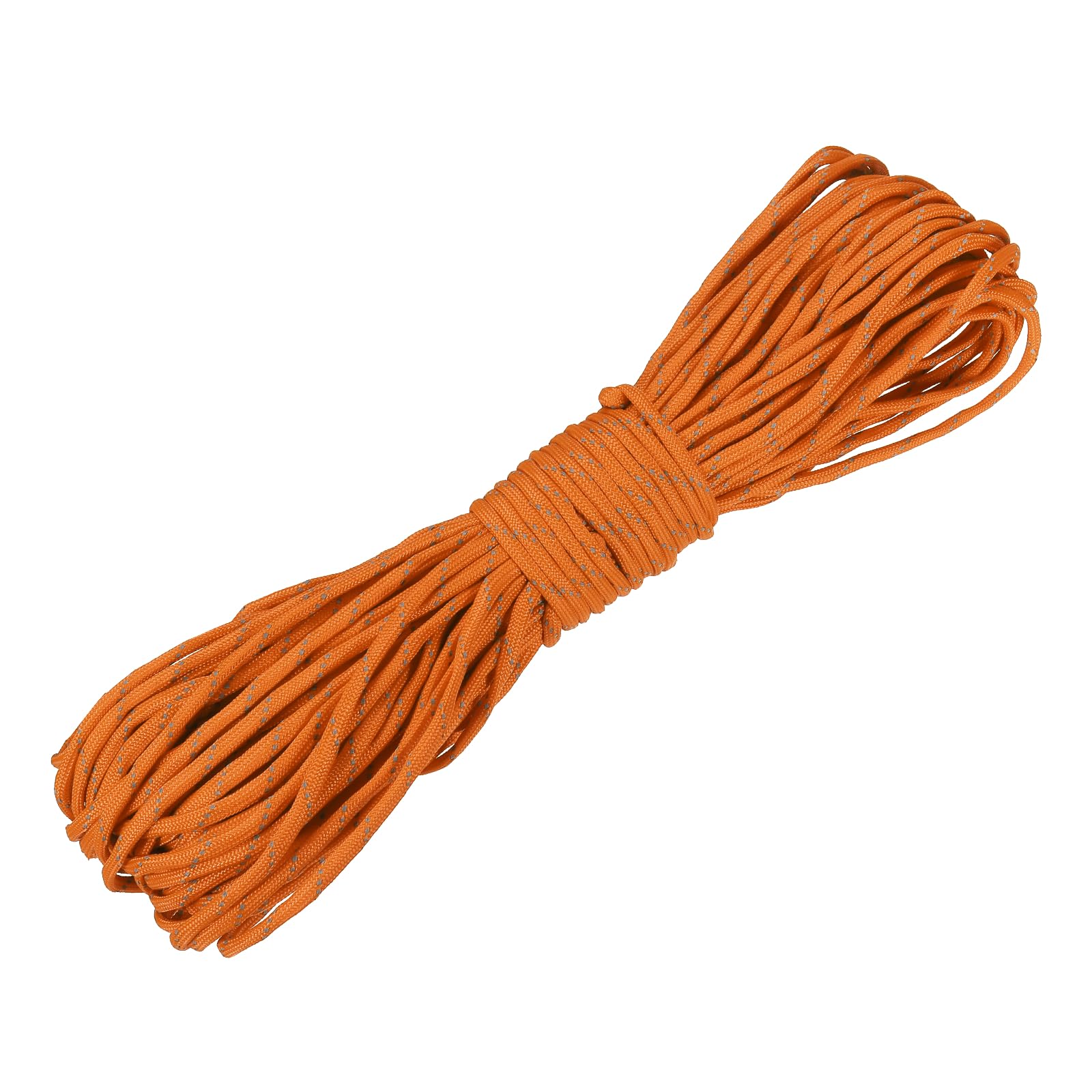 YELARXI Reflective Paracord Rope, Fluorescent Paracord Rope 7 Strand Guyline Camping Parachute Cord, 4 mm 98 ft Fit for Camping Hiking Fishing Tent Outdoor DIY Projects (Orange)