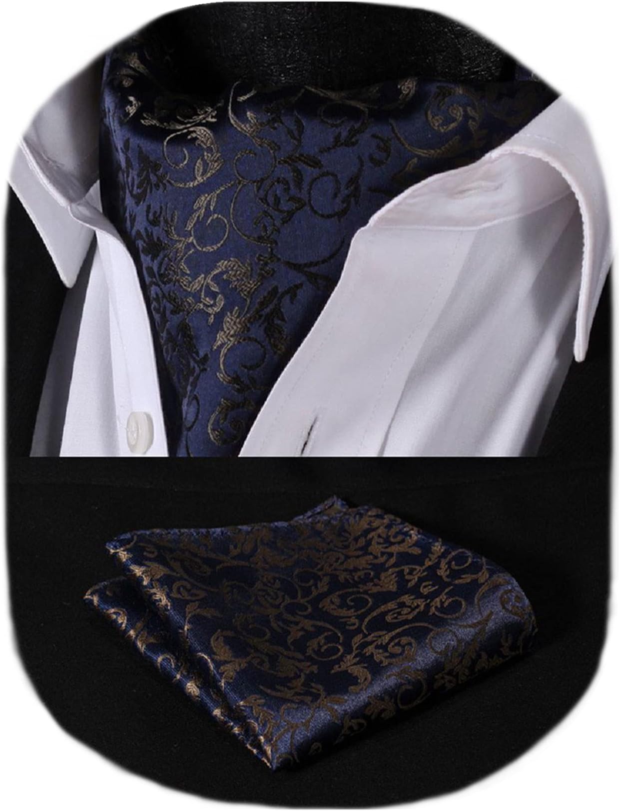 Cravat for Men Silk Paisley Mens Cravat and Pocket Square Set Polka Dot Ascot Tie and Handkerchief for Wedding Party Christmas