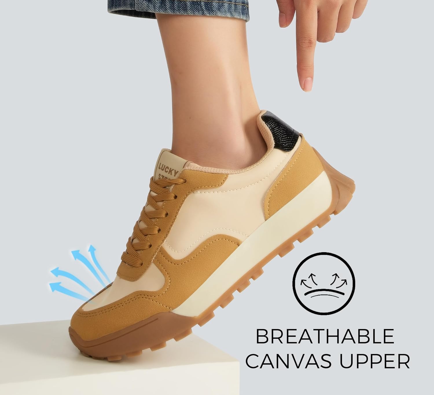 LUCKY STEP Women's Platform Canvas Sneaker Casual Lace-up Stylish Tennis Running Retro Classic Trainers Walking Fashion Sneakers - Image 3