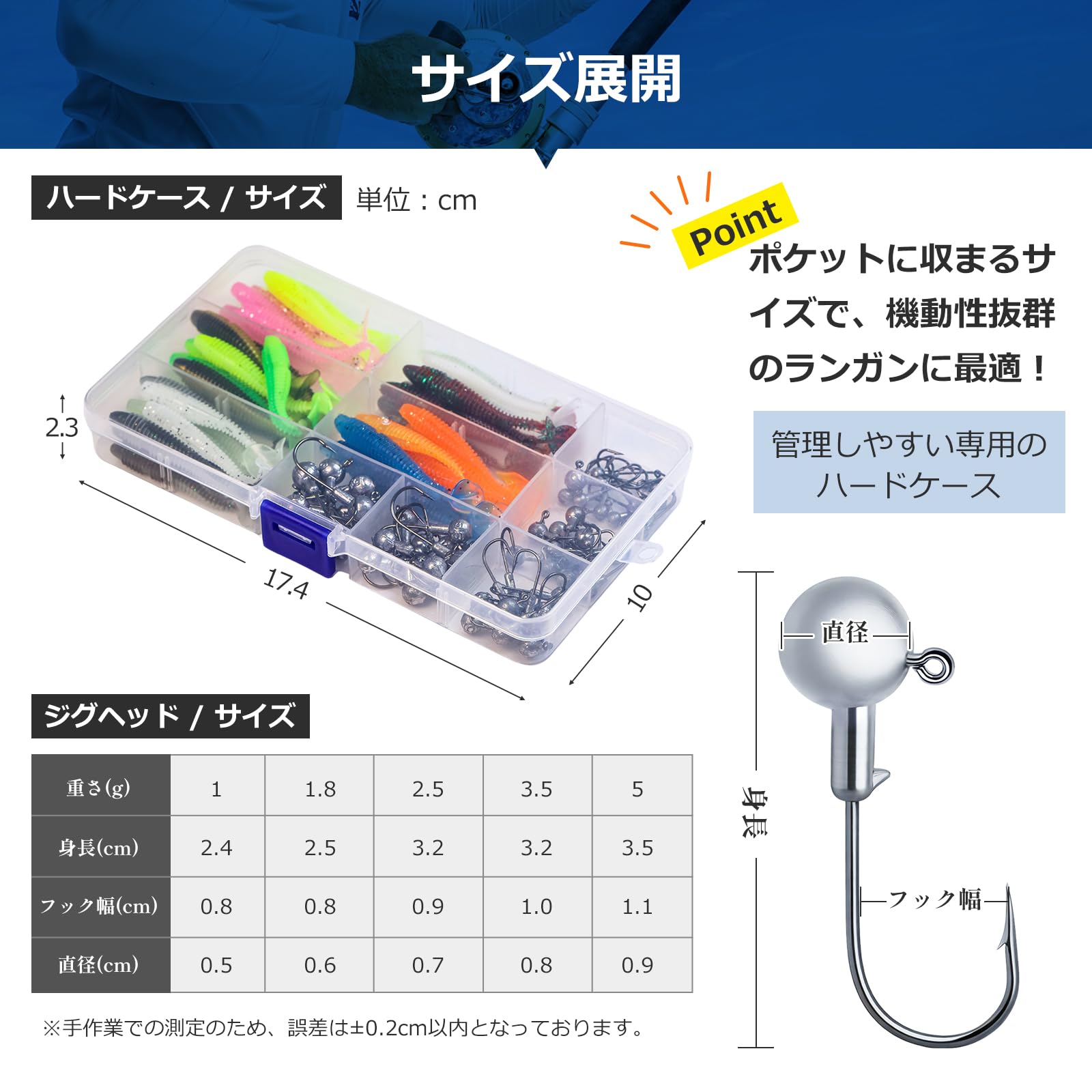 Amazon.co.jp: ワーム ルアー ルアーセット ジグヘッド 100個セット