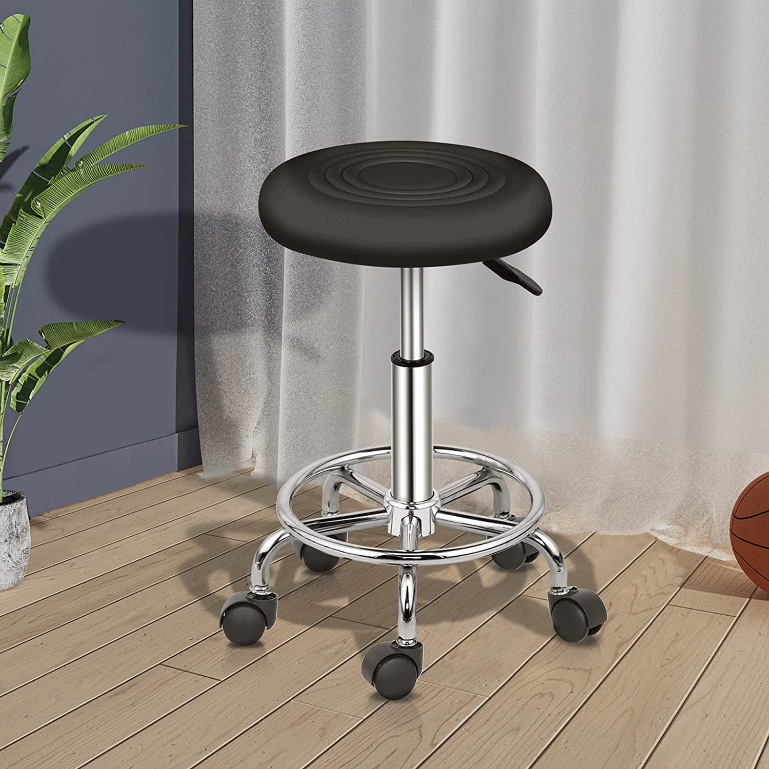 Rollhocker Arbeitshocker Drehhocker Höhenverstellbar 360° Drehbar Bürohocker Drehhocker für Büro Salon Massage Spa (1, Schwarz1)