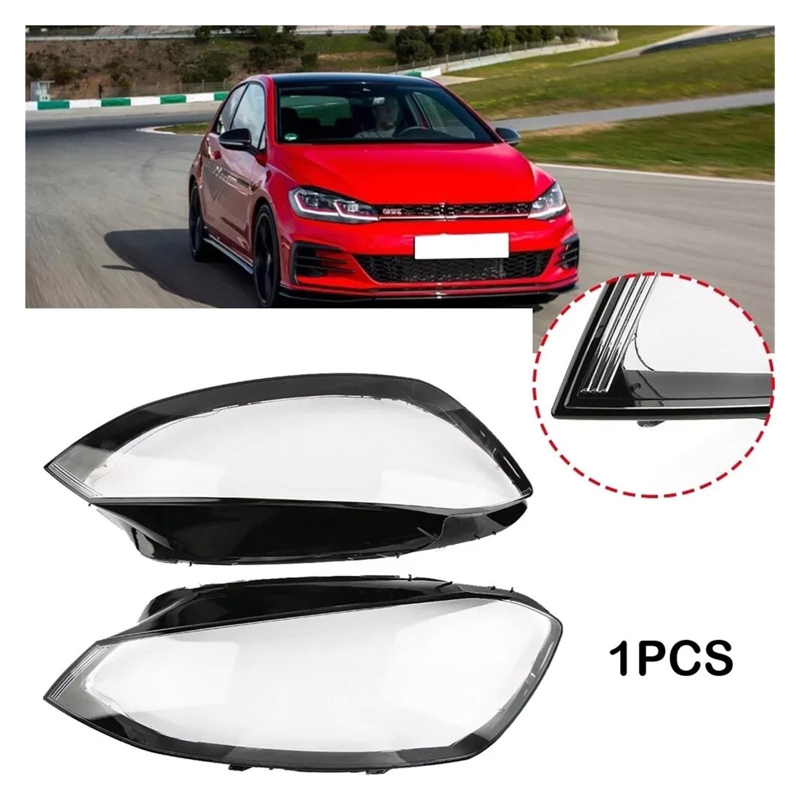 Faro Copertura Trasparente Per VW Per Golf 7 MK7 Per GTI 2014 2015 2016 2017 Coprifaro Trasparente Paralume 1 Paio Lenti Per Fari Anteriori(Only Right)