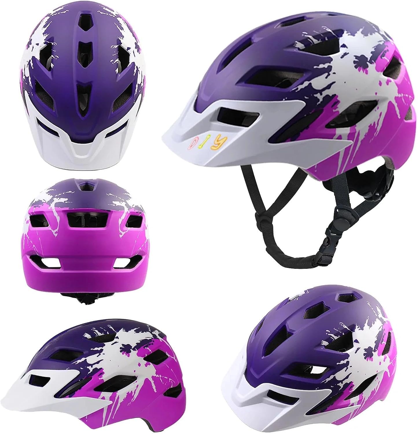 Colorful Kids Bike Helmet for Kids Boys Girls Adjustable Bike Helmet Lightweight Suitable for Multi-Sports Skateboard Scooter Cycling Roller Balance Bicycle