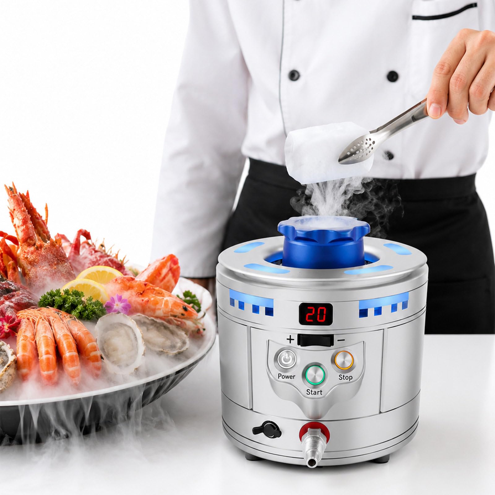 agreilduite 2 In 1 Dry Ice Maker Machine & Fast Glass Chiller, 12-20s Instant Dry Ice Production 3-12s Glass Froster, Portable Commercial Drink Chiller For Cocktails Beer Bars Restaurants