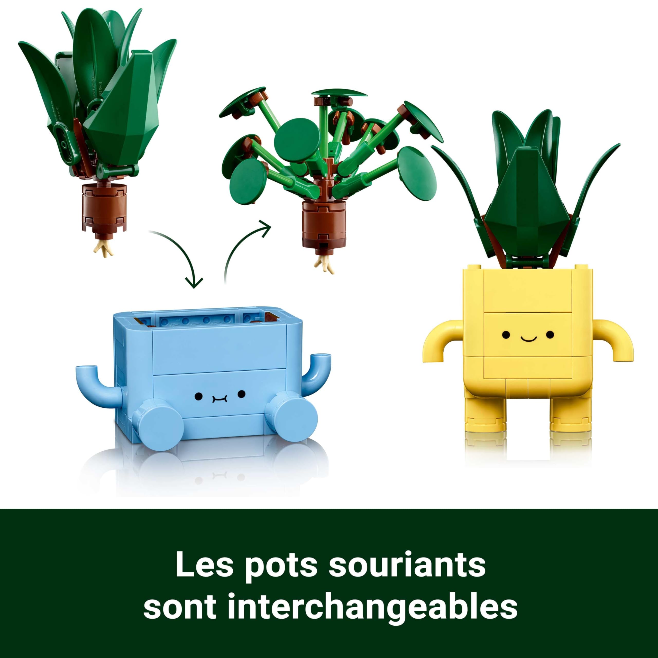 LEGO Botanicals Petites Plantes Souriantes - Jouet - Loisirs Créatifs - 2 Plantes Artificielles, 2 Pots de Fleurs Colorés & Visages Interchangeables - Cadeau Nature pour Fille dès 9 Ans & Ado 10349