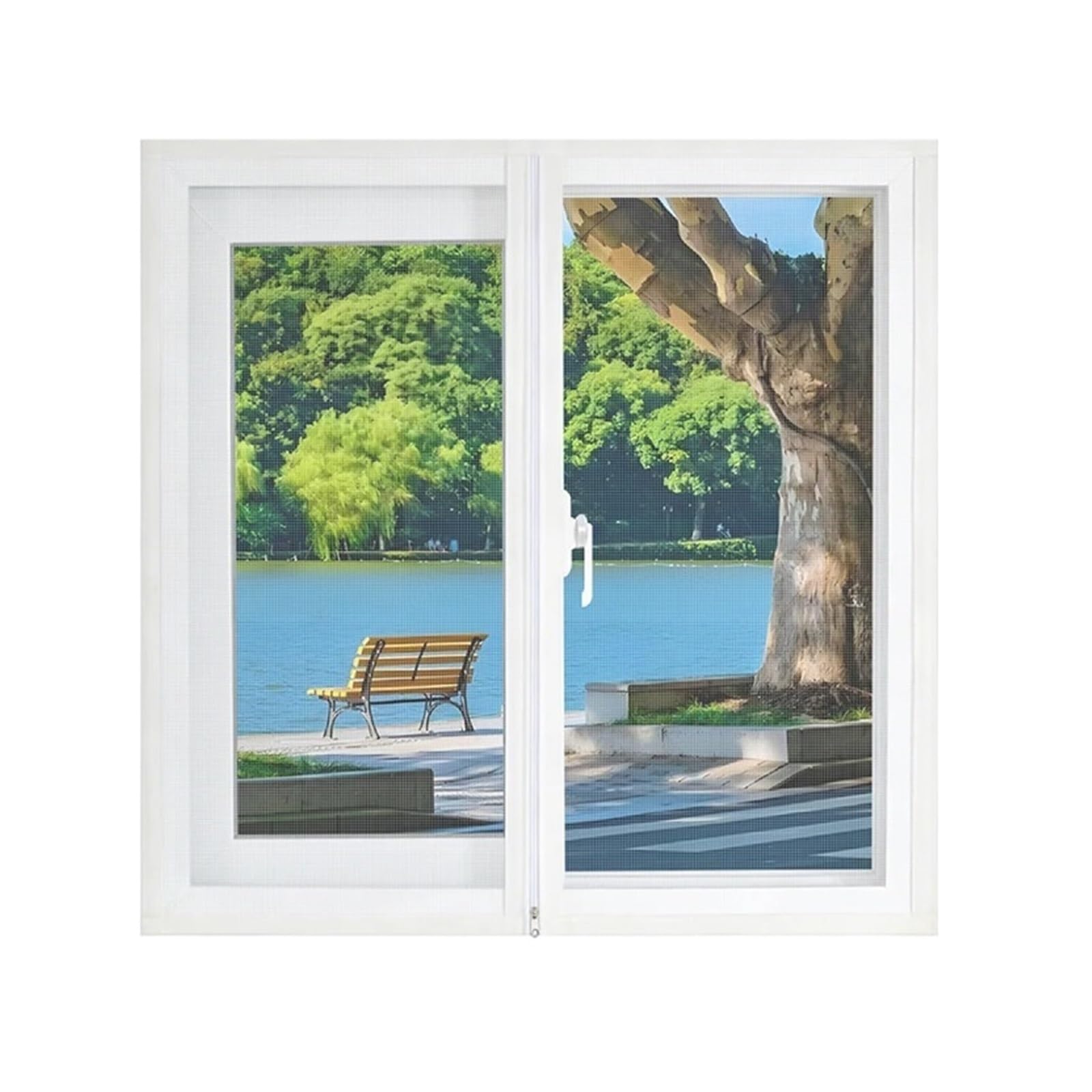Supkancl Width 60Cm 1Pc White Zipper Window Screen Set No-Drill Open-And-Close Design Breathable Mosquito Bug Protection(,Height 80Cm)
