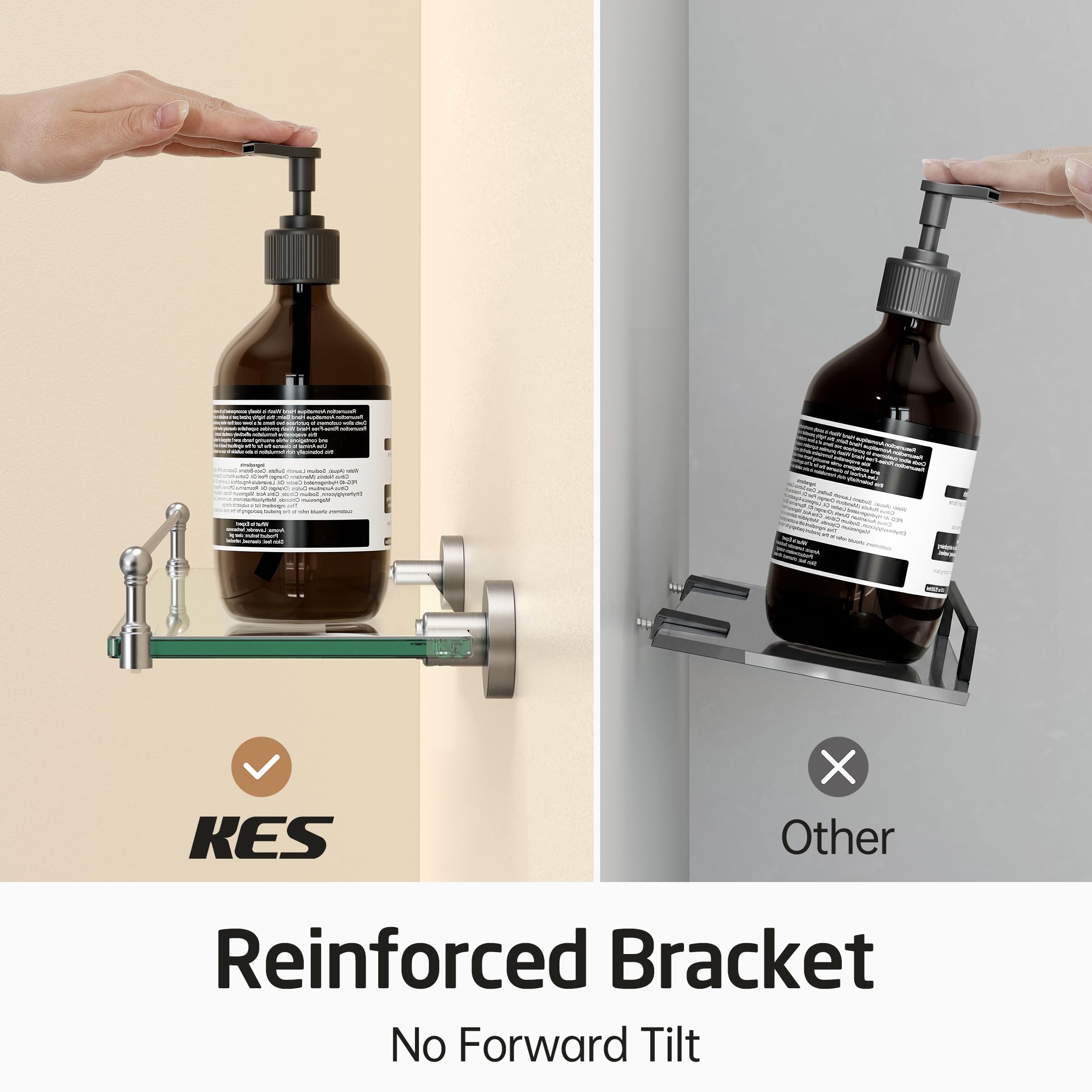 KES Duschablage Glas 50 cm, Glasregal Glasablage für Badezimmer