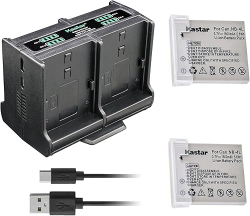 Miniatura 6 de Kastar Cargador de batería cuádruple compatible con Canon PowerShot SD780 es, SD940 es, SD960 es, SD970 es, SD1000, SD1100 es, SD1400 es cámara
