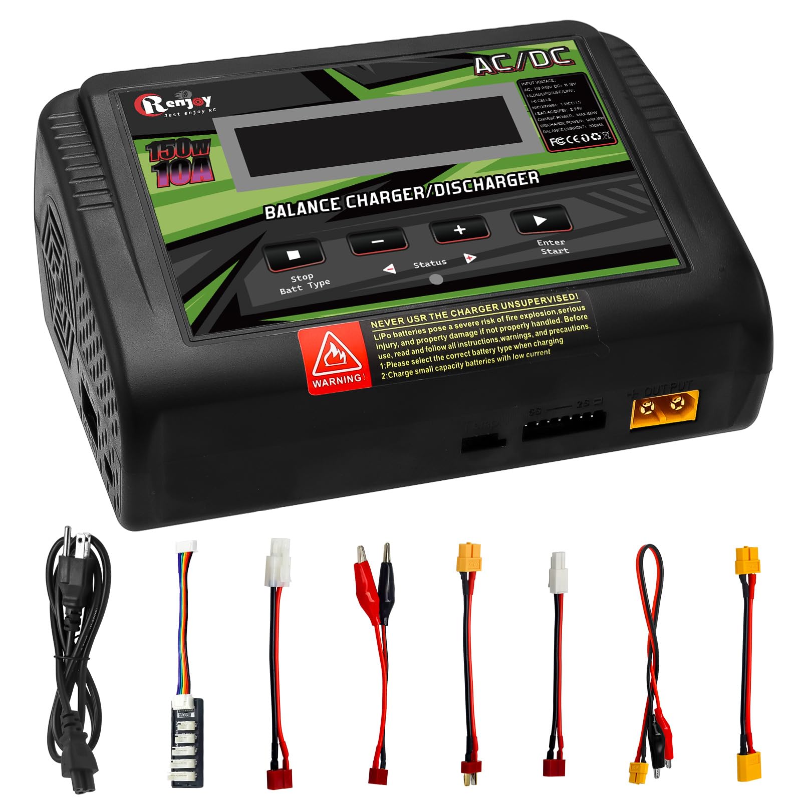 Lipo Battery Charger, 1S-6S RC Car Charger 150W Lipo Charger 10A Balance Charger Fast Charge Discharge Smart Charger for LiPo/Li-ion/Life Battery(1-6s) NiMH/NiCd (1-15s) RC Battery Charger