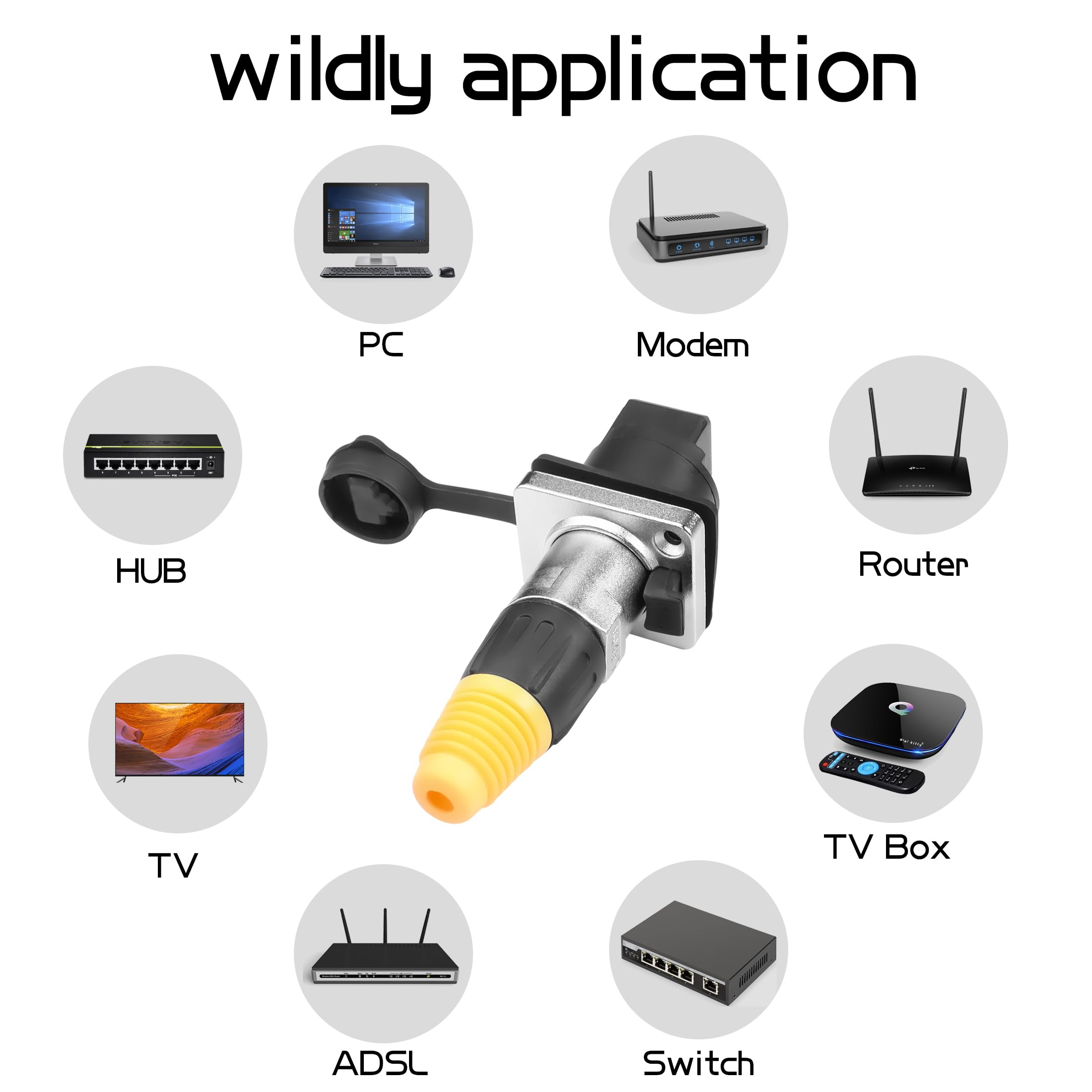 YACSEJAO Interfaccia RJ45, presa impermeabile, connettore ad angolo retto RJ45, IP65, impermeabile, Cat5/5e/6, 8P8C, Ethernet LAN Extension Coupler Assembly per interni ed esterni, 2 paia