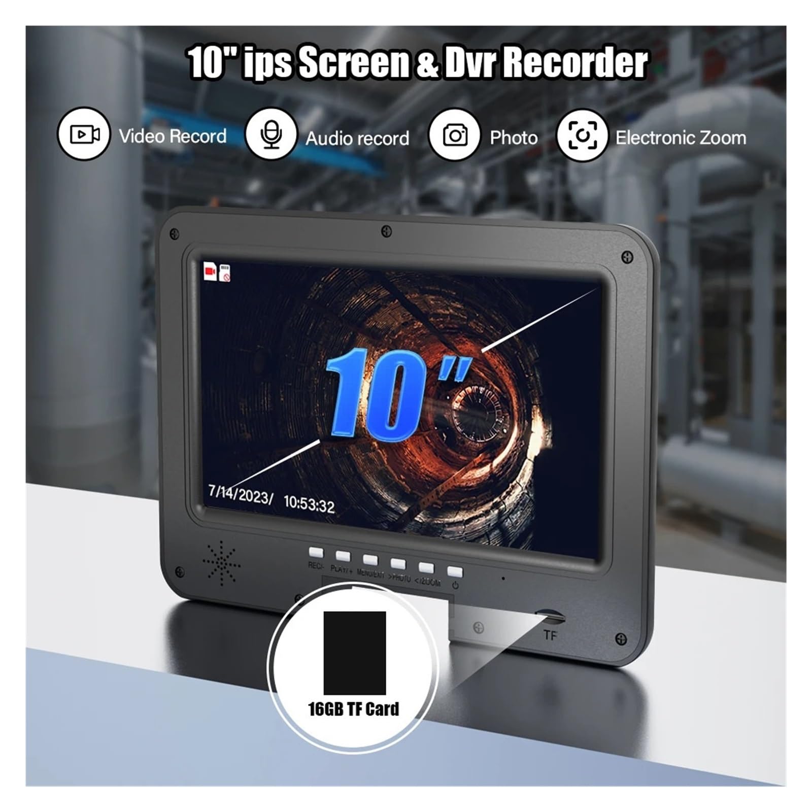 Kamera Inspekcyjna Do Kanalizacji 10'' 1080P Ekran Rur Licznik Metrów + Samopoziomujący Lokalizator 512 Hz + Kabel O Średnicy 7 Mm Dobra Jakość Obrazu(100 m,With receiver)