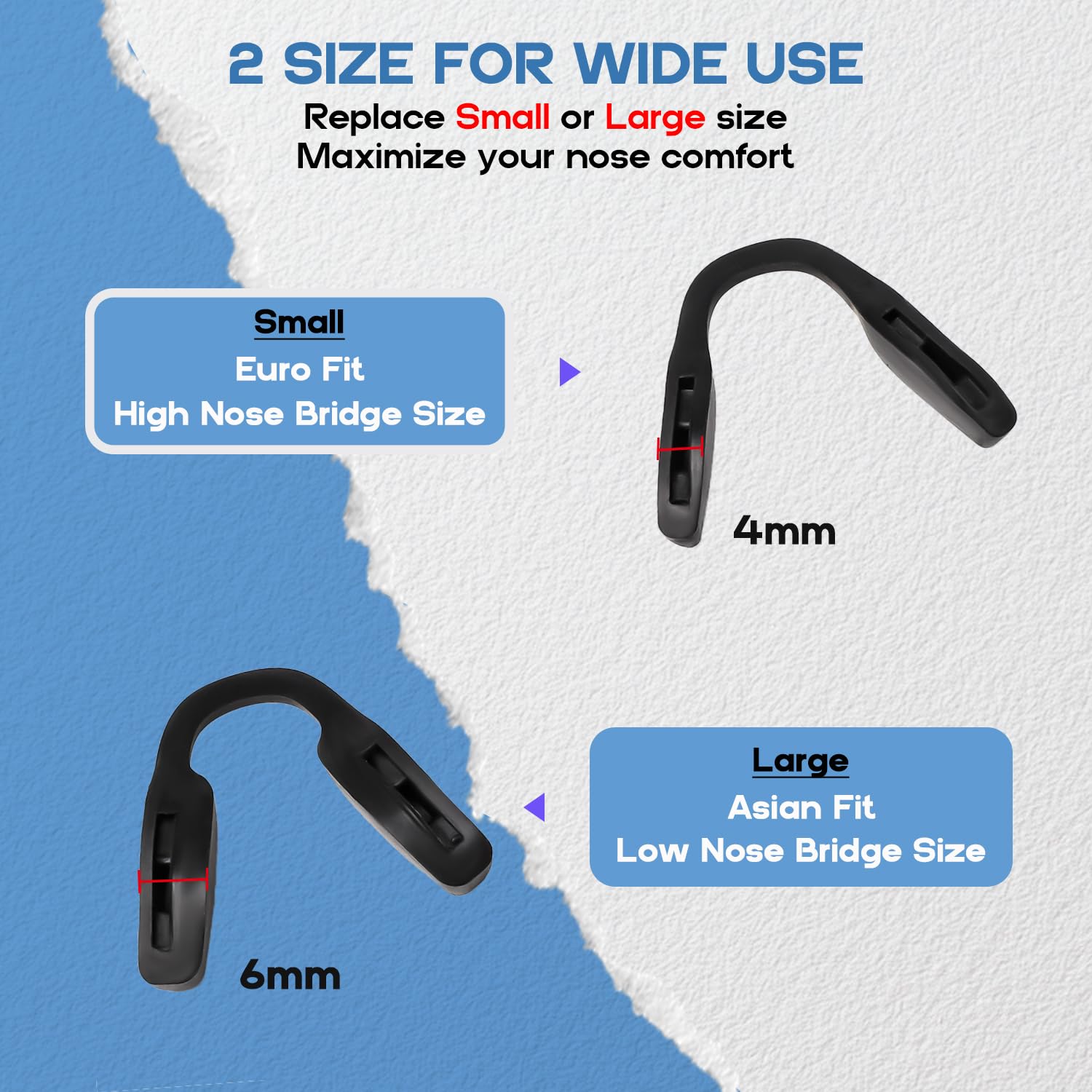 Replacement Nose Pads Nose Pieces for Oakley Bat Flip OX8183 Plazlink OX8061, Upgrade Anti-Slip Silicone Pads Enhanced Comfort & Grip - Black Euro Fit - 4