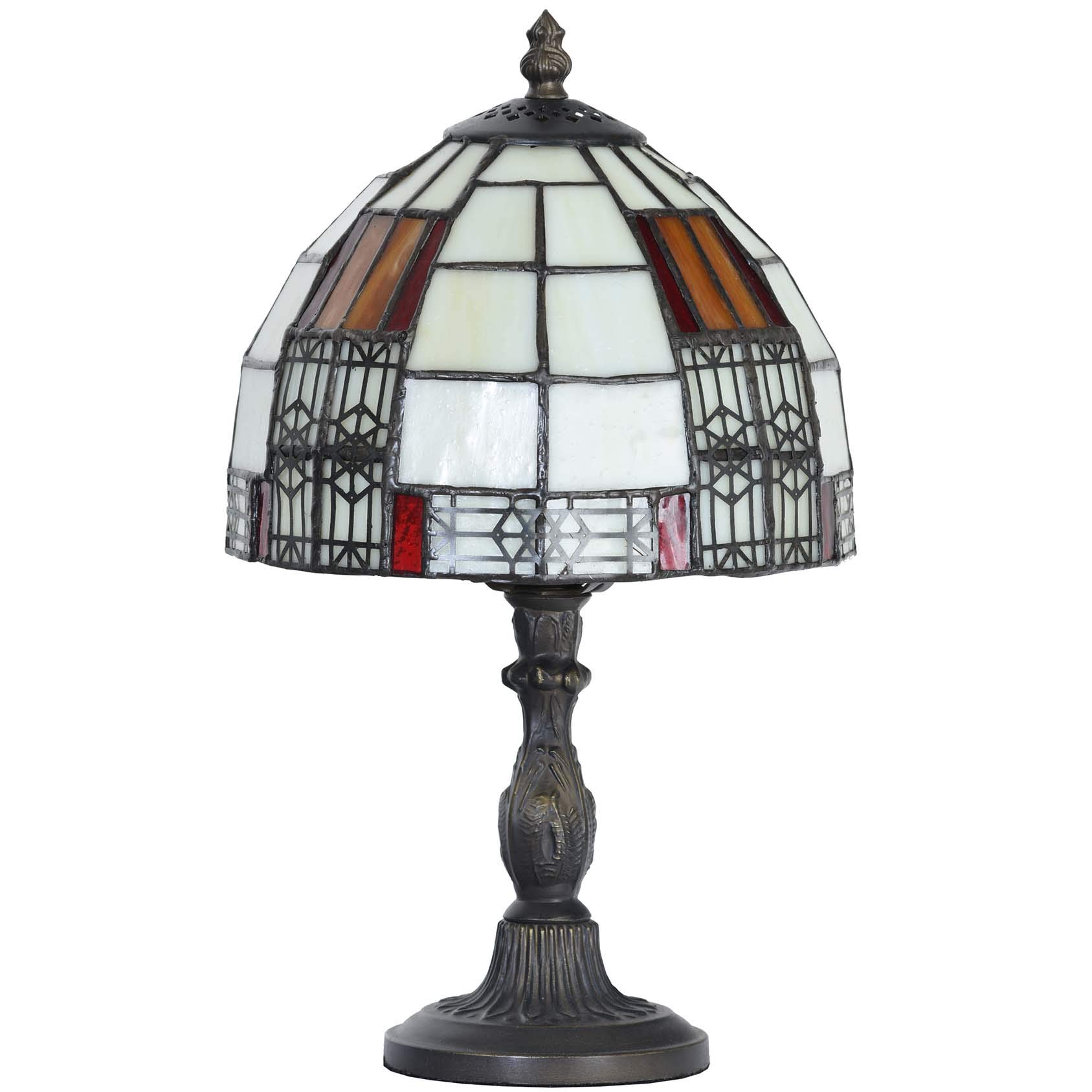 Bieye L10728 Color Block Tiffany Style Stained Glass Table Lamp with 8-inch Wide Lampshade for Bedside Bedroom Living Room 13 H product thumbnail 7