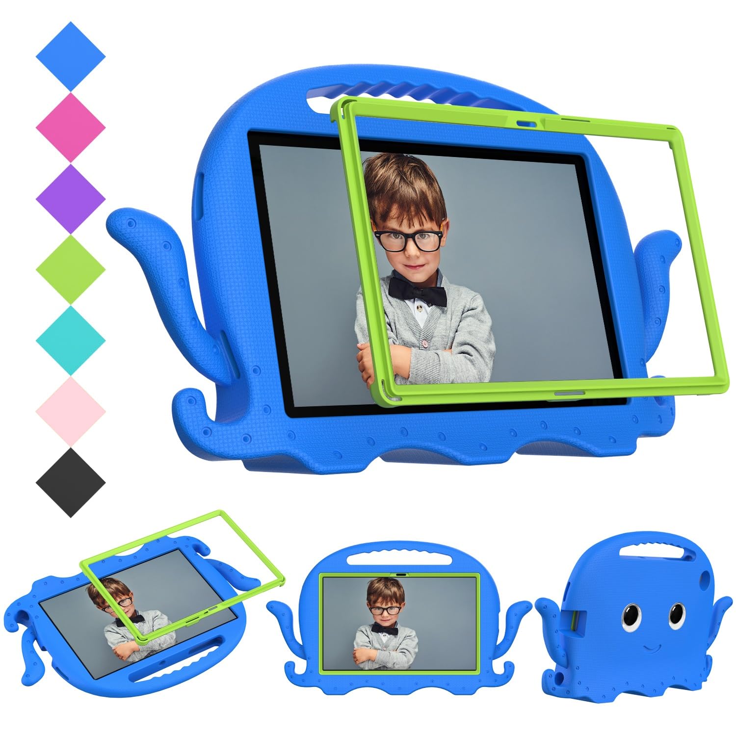 Housse de protection pour tablette Étui compatible avec Samsung Galaxy Tab A7 10,4 pouces T500/T505 (2020), coque légère et résistante aux chocs Compatible with enfants, coins antidérapants et bandoul
