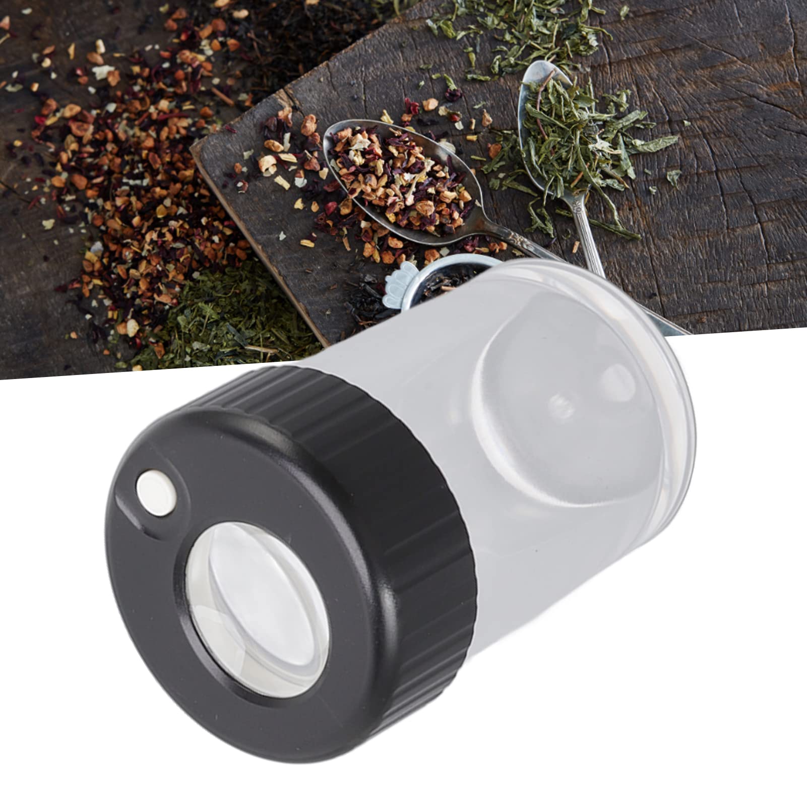 Okuyonic Magnifying Jar, Magnifying Glass Storage Jar USB Charging Port Acrylic Shell with LED Light for Travel(Black)