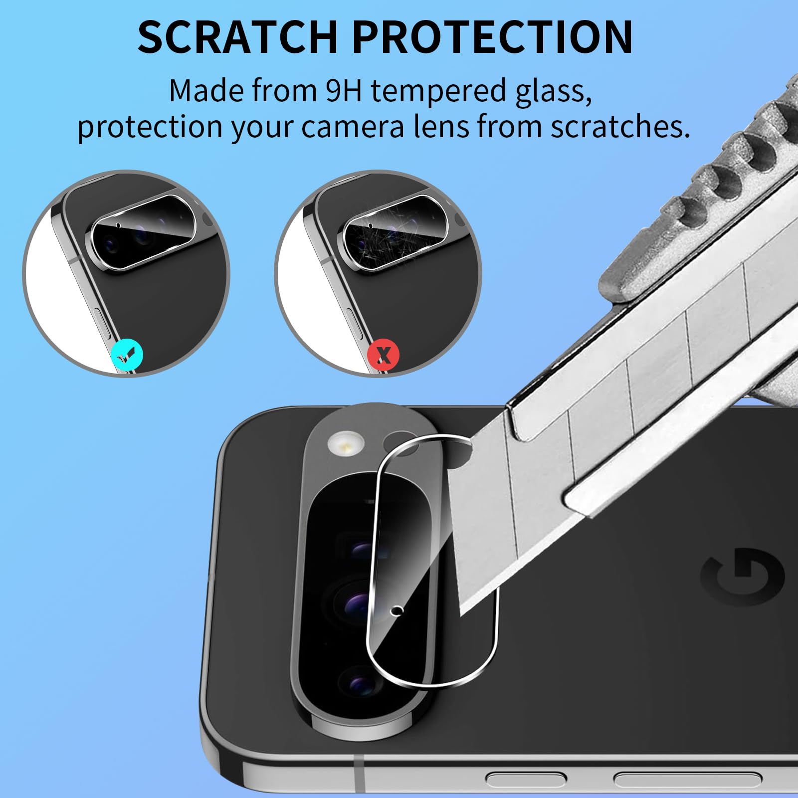 SEIAIYG Pellicola Vetro Temperato Per Fotocamera Google Pixel 9 Pro - 3 Pezzi Protezione 9H
