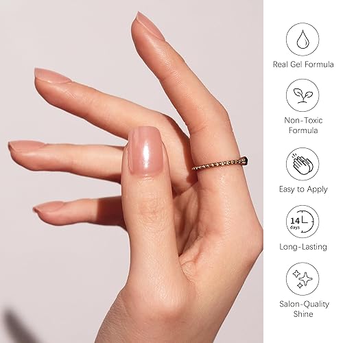 Miniatura 3 de DANNI & TONI Tiras de Gel para Uñas Semicuradas Natural Nude Espejo Envolturas de Gel para Uñas 28 Pegatinas  Bare Light