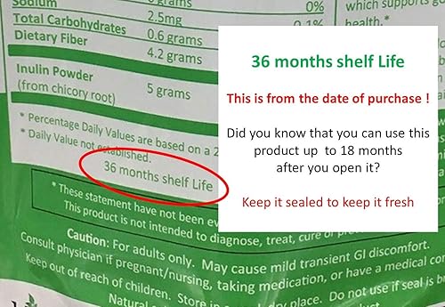 Miniatura 7 de Jetsu Polvo de inulina orgánica raíz de achicoria (FOS) - Fibra de inulina soluble prebiótica apoyo intestinal, mejora la absorción de calcio,