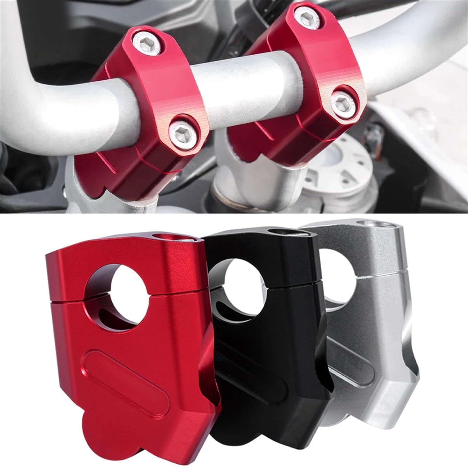 Hinzufügen Einer Höhenvergrößerung 3 Farben Motorrad Lenker Riser Bar Mount Griffklemme 22mm für R1200GS(Schwarz)