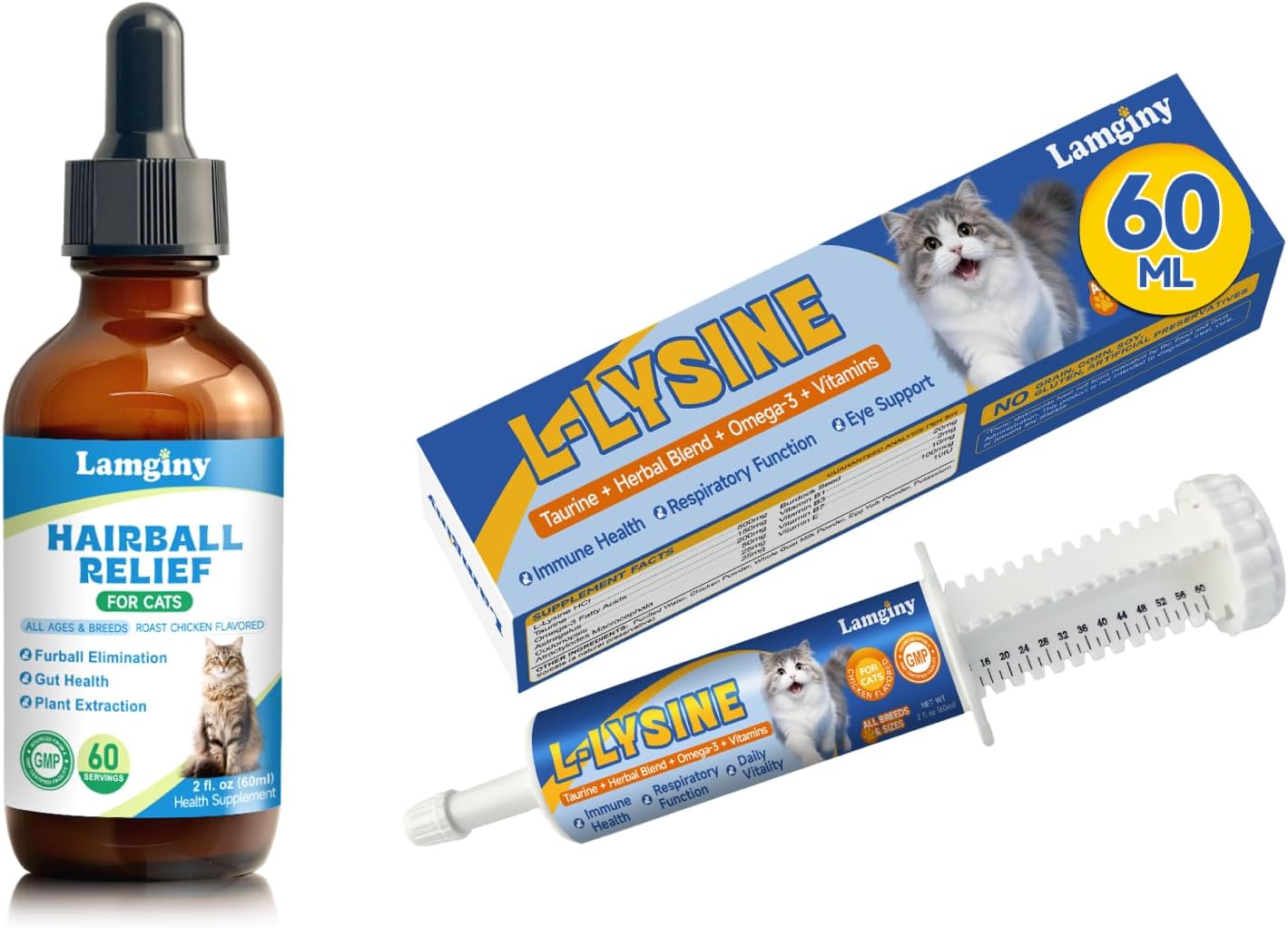 Hairball Relief for Cats & L-Lysine Paste for Cats