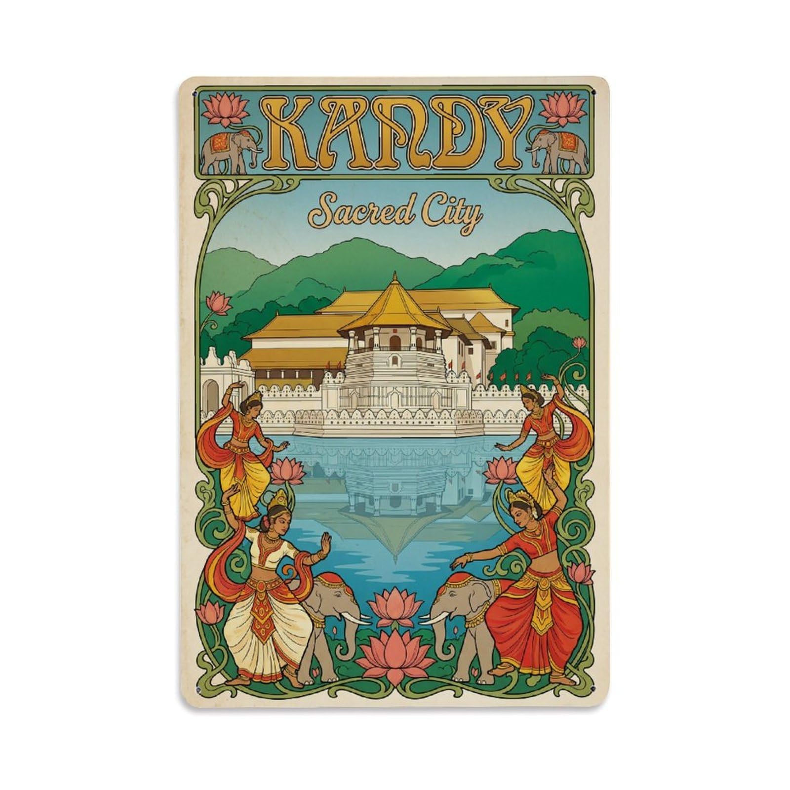 Gead 8X12inch Style Sri Lanka Kandy Vintage Travel Metal Tin Sign