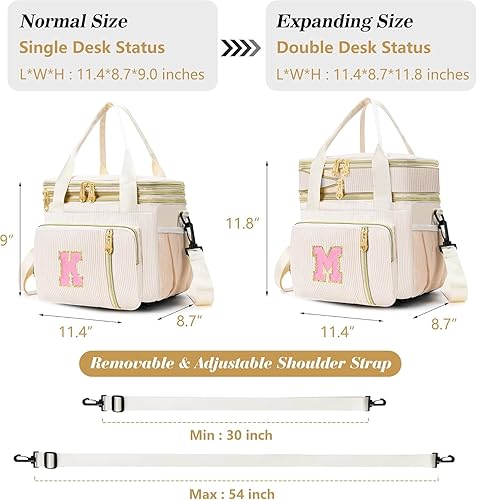 Miniatura 6 de Lonchera aislada para mujer, bolsa de almuerzo aislada de 16 litros, a prueba de fugas, lonchera personalizada para adultos con correa ajustable,
