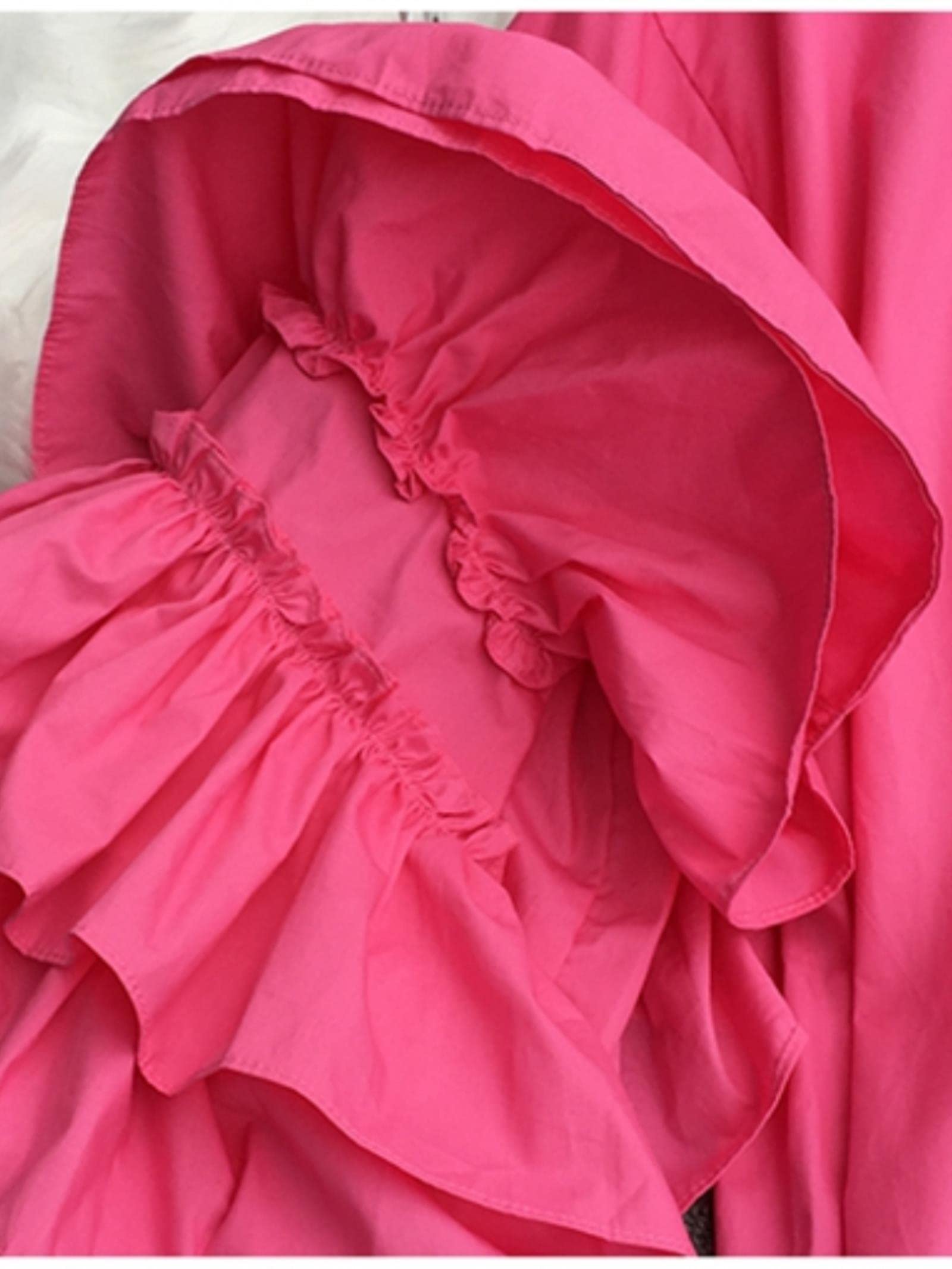 Autunno Femminile Volant Bordo Manica Soffio Rosy Camicia Abiti Donne Tinta unita Manica Lunga Abito Esotico