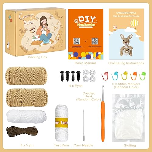 Miniatura 5 de Sinyon Kit de ganchillo para principiantes, kit de tejido de ganchillo de animales con tutoriales en video paso a paso, regalo para adultos y niños,