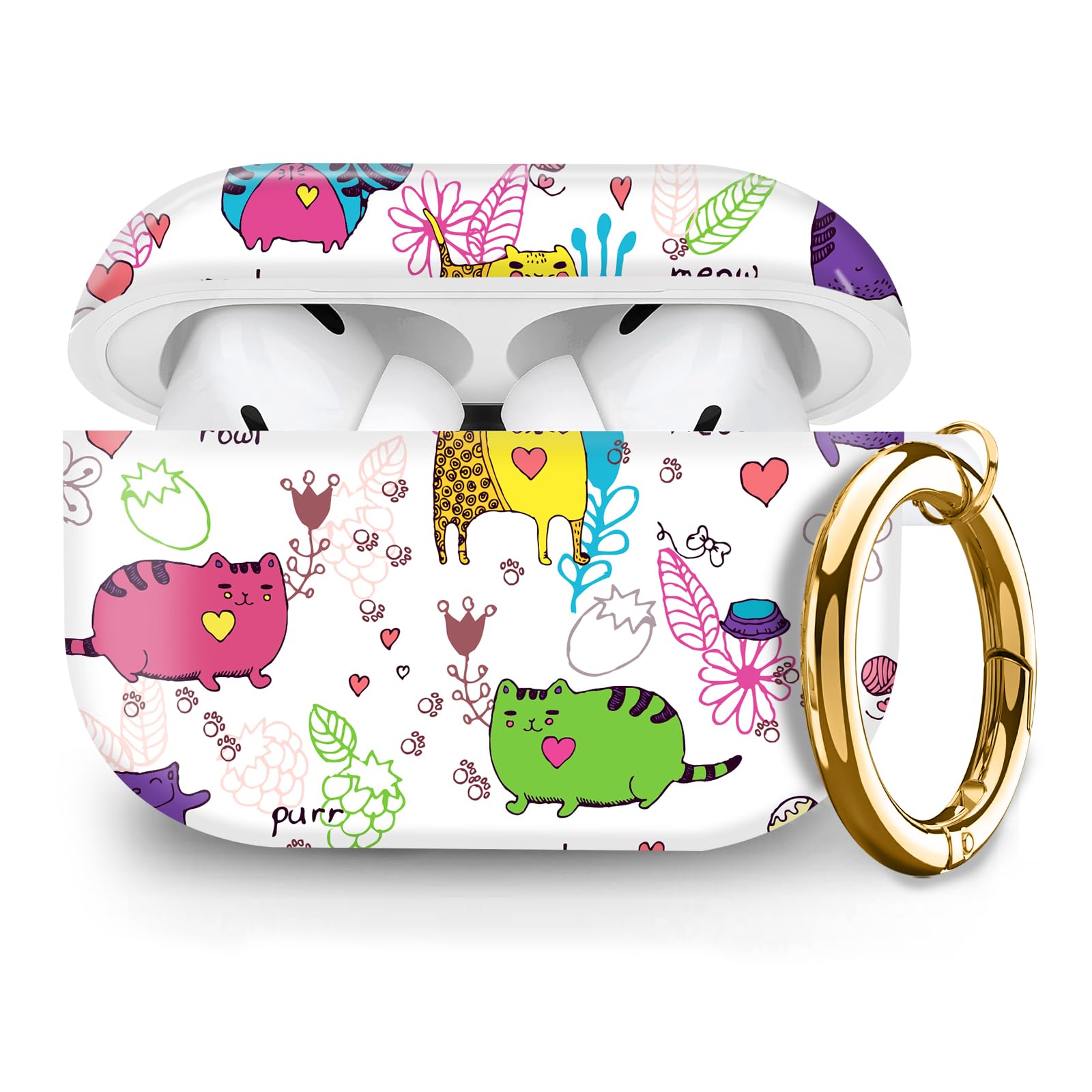 Compatible with AirPod Pro 2nd//1st Generation Case Cover with Gold Keychain,Full Protective Shockproof Wireless Headphone Case for Airpod Pro 2023/