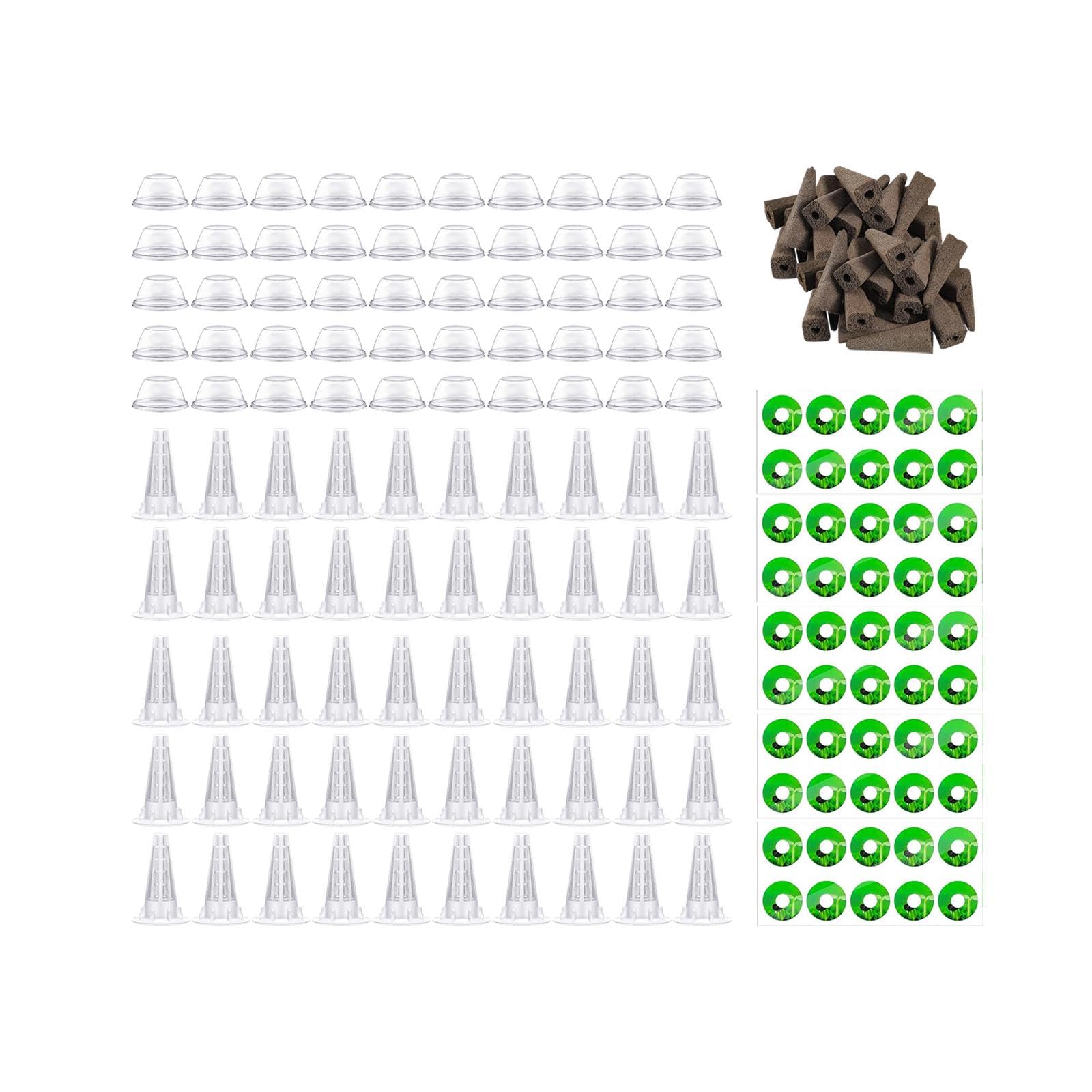 Sharplace Kit de Cultivo Hidropónico, Accesorios de Jardinería, Cestas de Cultivo Hidropónico, Esponjas de Cultivo, Contenedores para El Cultivo de Plantas, FRU, 50 Piezas