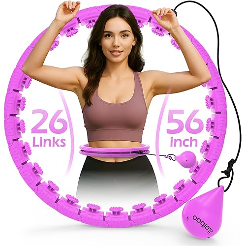 Weighted Hula Circle with 26 Links(56 Inch) for Adults Weight Loss, Infinity Fitness Hoop Plus Size, for Women Smart Exercise Equipment