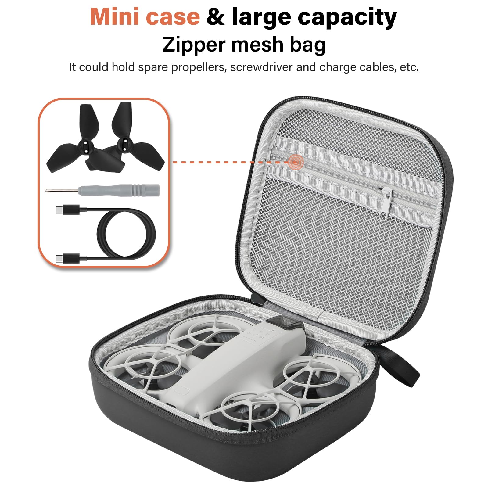 Custodia Borsa Compatibile con DJI Neo, Borsa di Stoccaggio da Viaggio per DJI Neo Drone Aceessories, Hard Eva Travel impermeabile, Nero