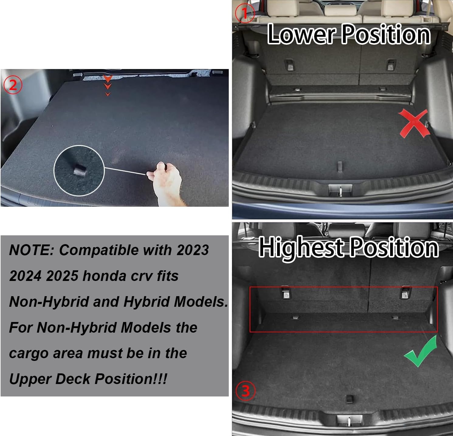 Floor Mats & Cargo Liner for 2023 2024 2025 Honda CR-V CRV (Include Hybrid) All Weather Protection TPE Rubber Floor Liners & Trunk Mat for 2024 Honda CRV Accessories (Trunk Mat Upper Deck)