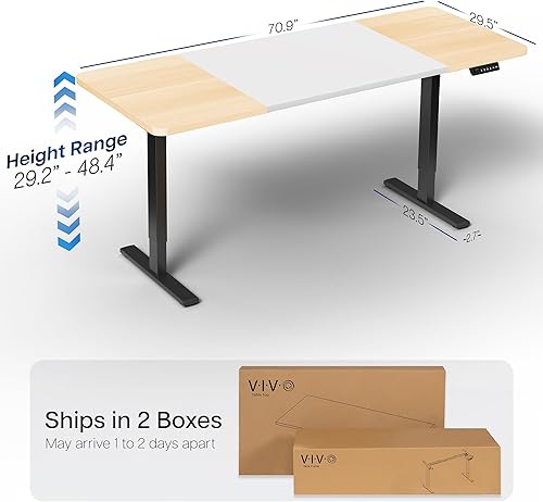 Vista 929 de VIVO DESK-KIT-1W6G - Escritorio eléctrico de pie de 60 x 24 pulgadas, ajuste de altura de memoria, serie 1B, parte superior de nogal oscuro de una
