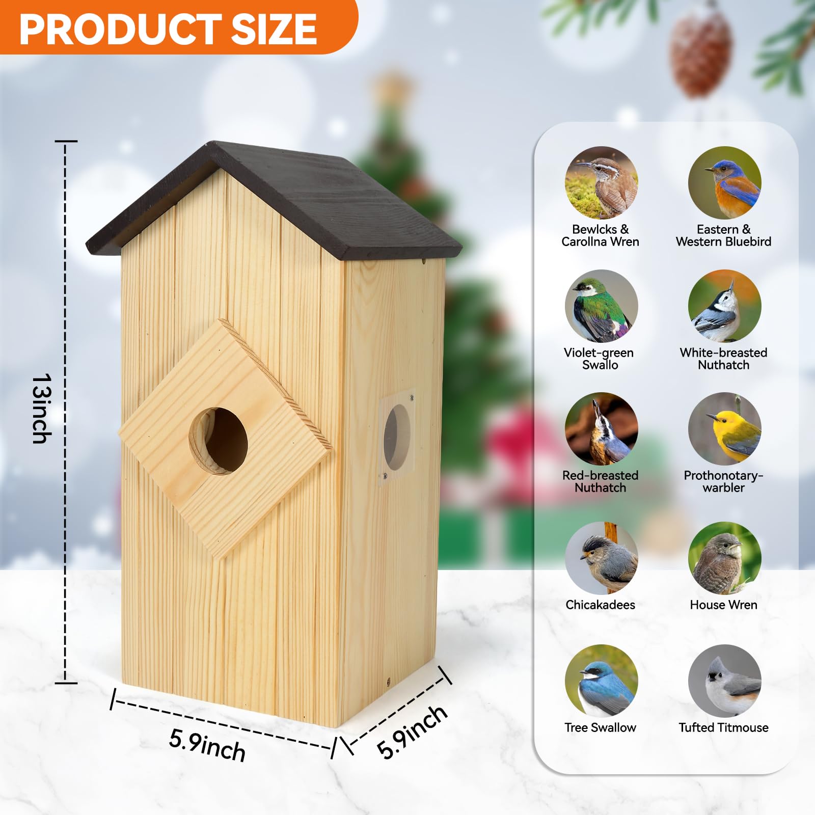 Vogelhaus mit Kamera, solarbetrieben, Vogelhaus-Kamera zum Aufhängen im Freien, Holz: 2,5 K HD, kabellose Vogelhaus-Kamera für den Außenbereich, dekorative Box, Geschenk für Bluebird