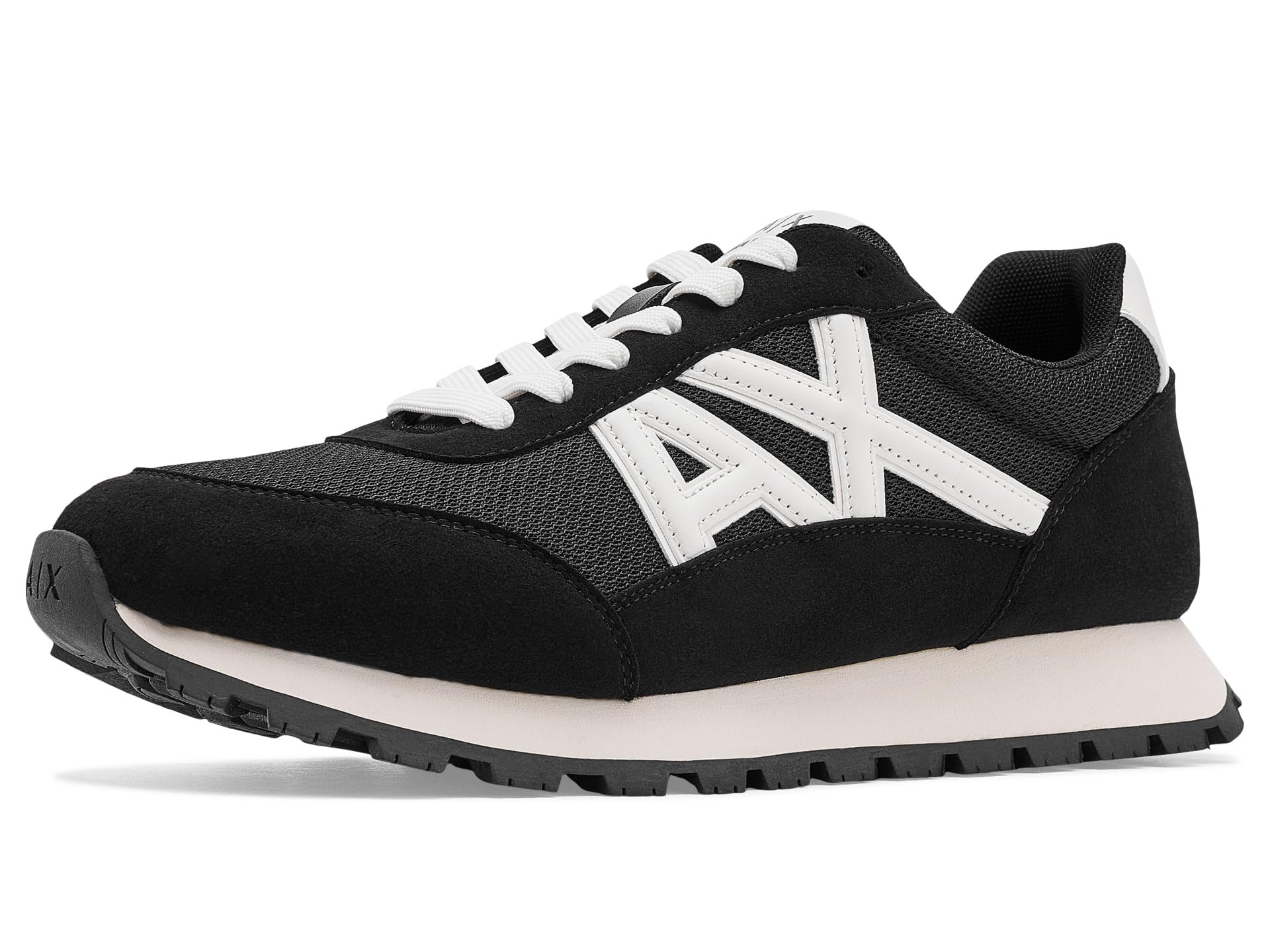 Armani Exchange Men's Essential Drop Mesh Details Trainers, Black Off White, 10 UK
