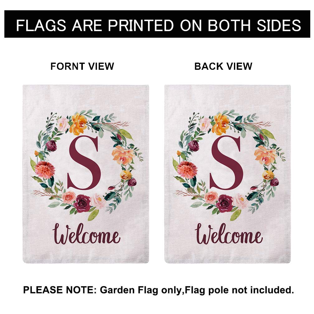 ULOVE Gartenflagge Mit Buchstabe W & Blumenkranz – Doppelseitig, 32,5x45,7 Cm, Polyester, Maschinenwaschbar
