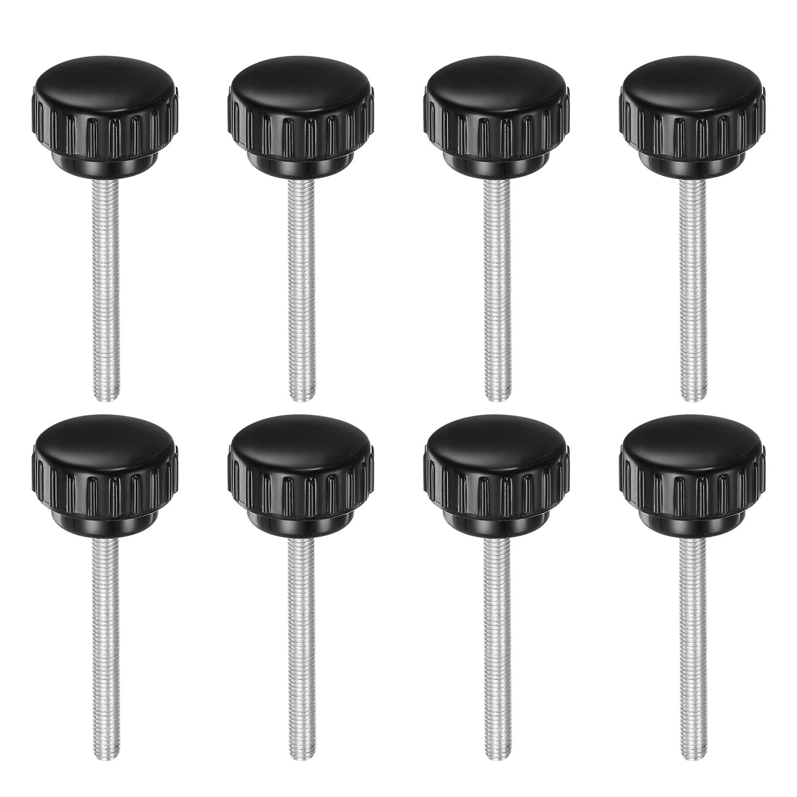 sourcing map 8pcs Knurled Clamping Knobs M5 x 50mm Metric Zinc Plated Carbon Steel Male Thread Thumb Screw on Type 25mm Plastic Round Head Threaded Hand Bolt Stud Knobs Black — image 1
