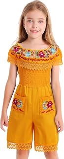 Vackutliv Mexican Jumpsuit For Girls Traditional Embroidered Kids Outfit